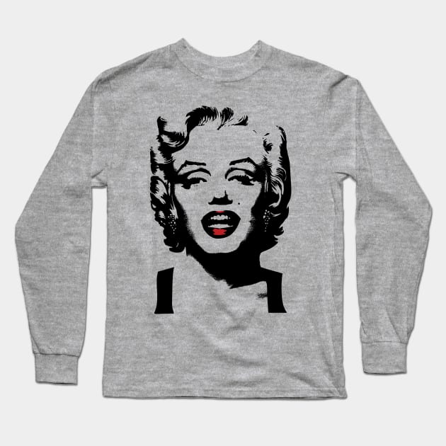 Iconic Marilyn Monroe: Bring Glamour to Your Space! Vintage Retro Style Red Lips Version Long Sleeve T-Shirt by pelagio